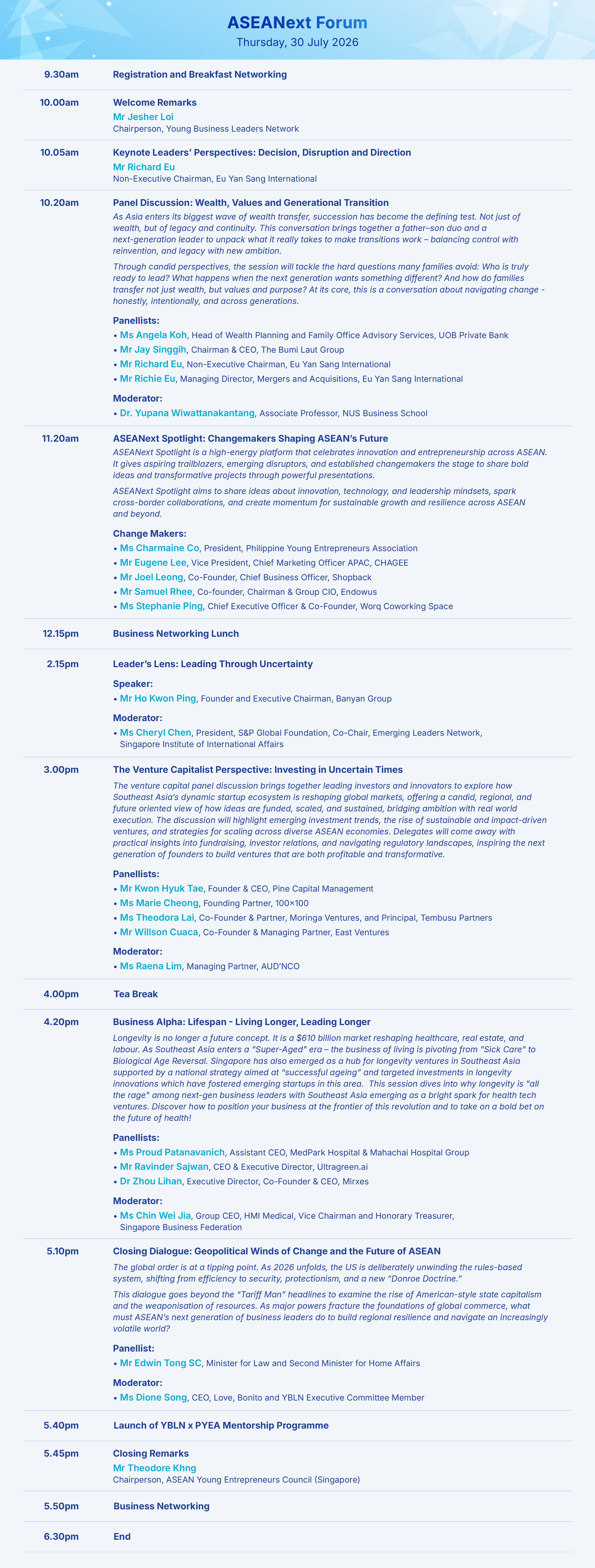 ASEANext Forum Programme Outline